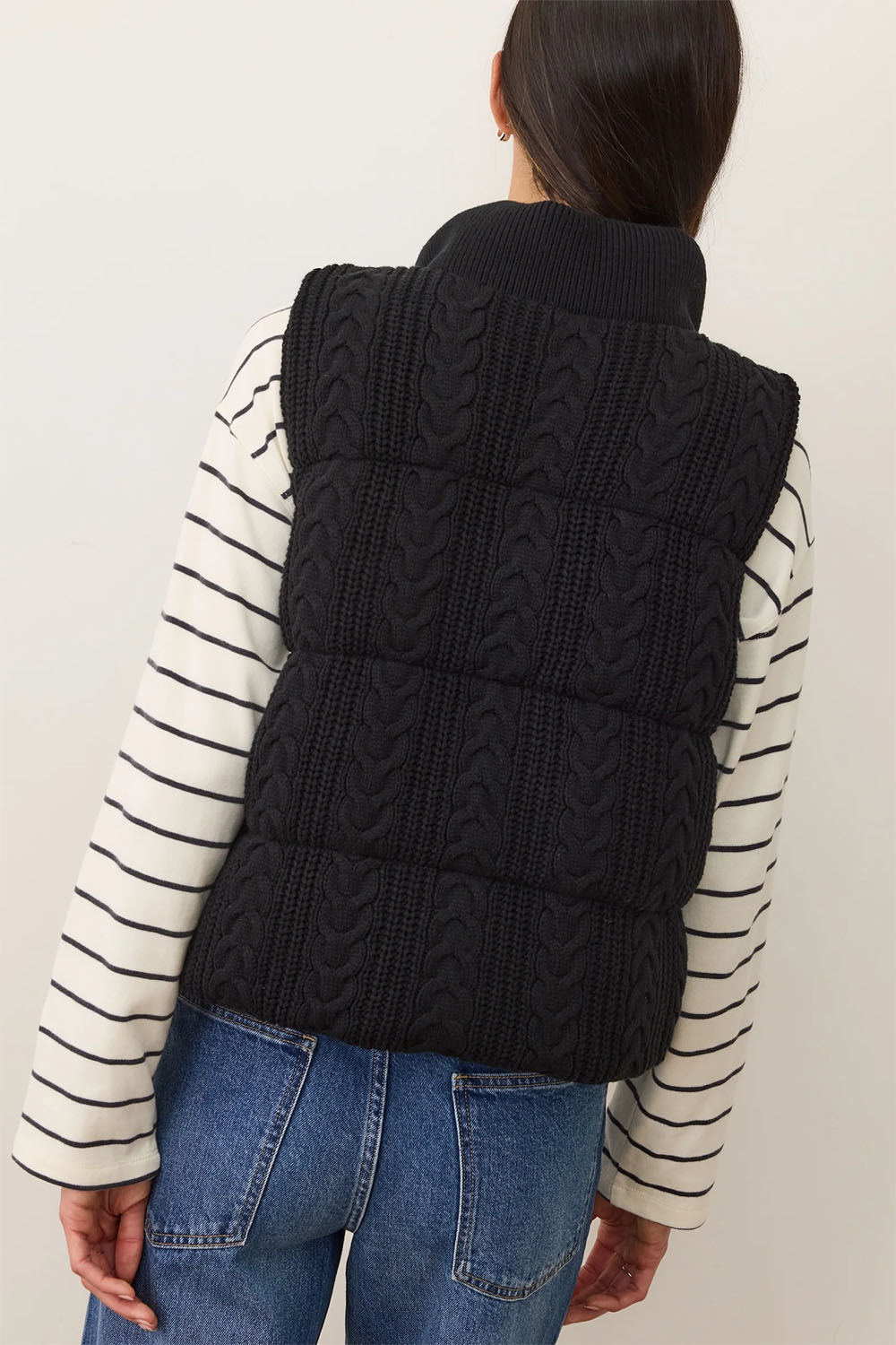 marine layer alba puffer vest black back