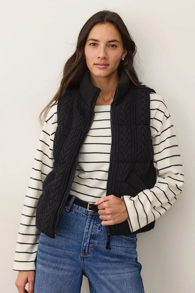 marine layer alba puffer vest black front