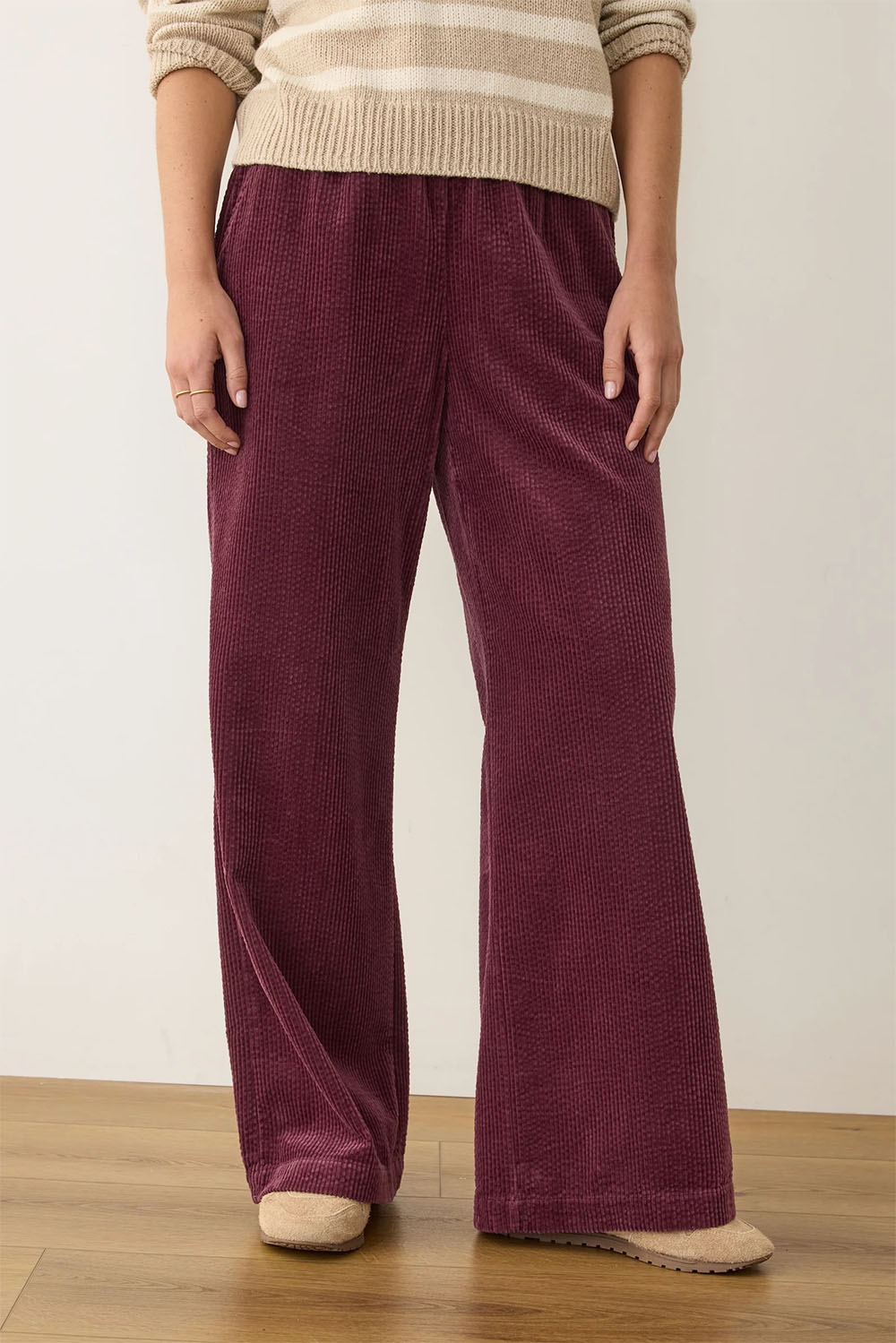 Marine Layer - Allison Corduroy Trouser - Windsor Wine - Front