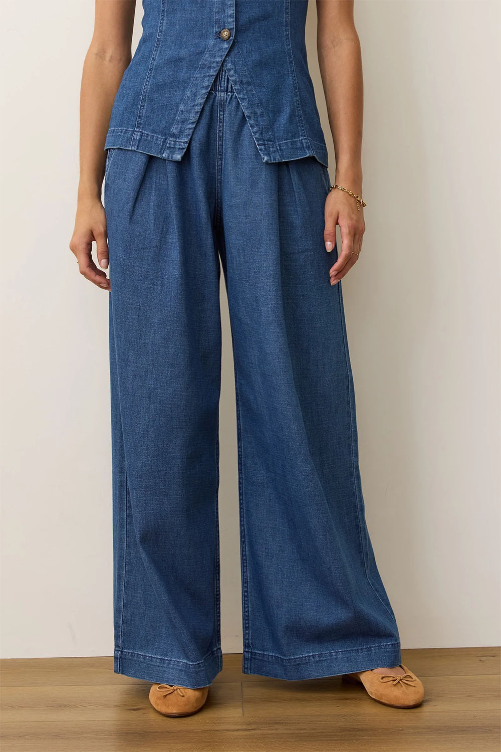 Marine Layer - Allison Denim Trouser - Medium Wash - Front