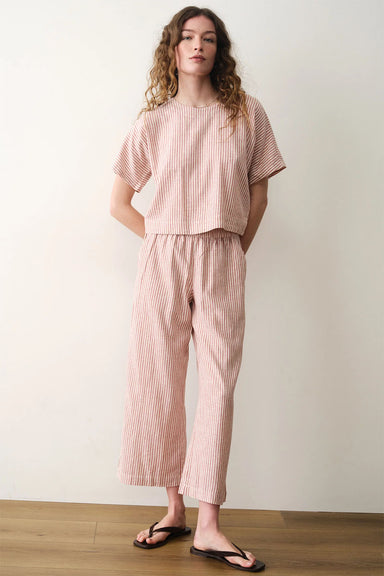 marine layer allison hemp crop trouser rust stripe