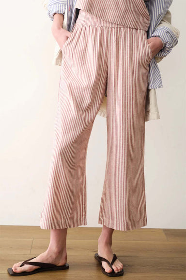 marine layer allison hemp crop trouser rust stripe front