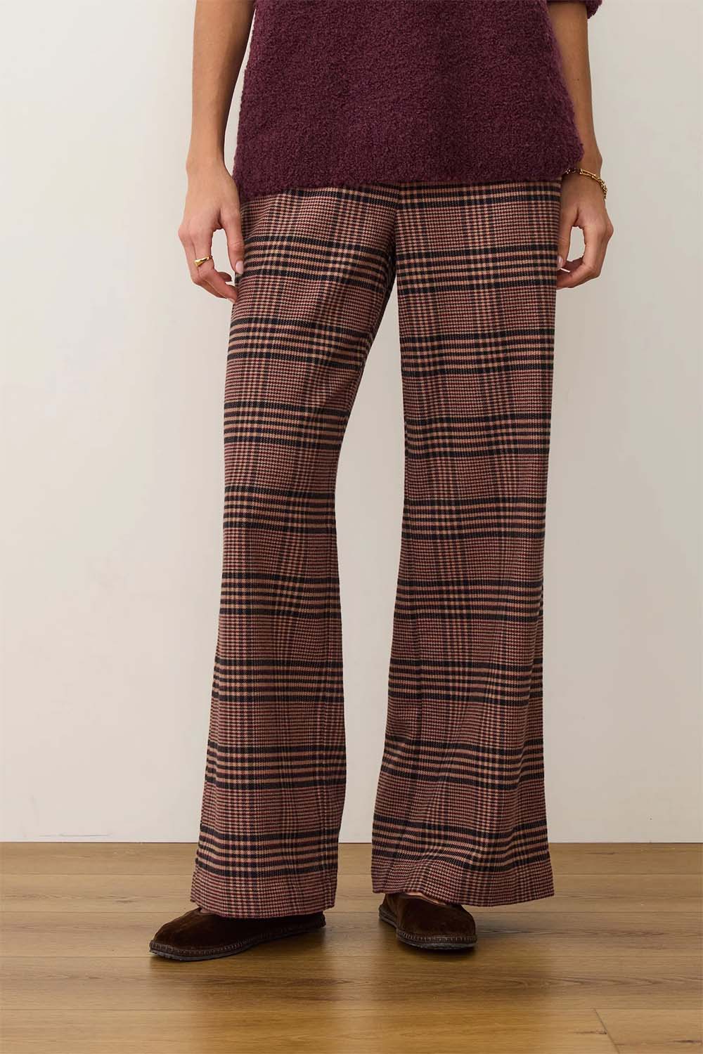 marine layer allison moleskin trouser warm plaid front
