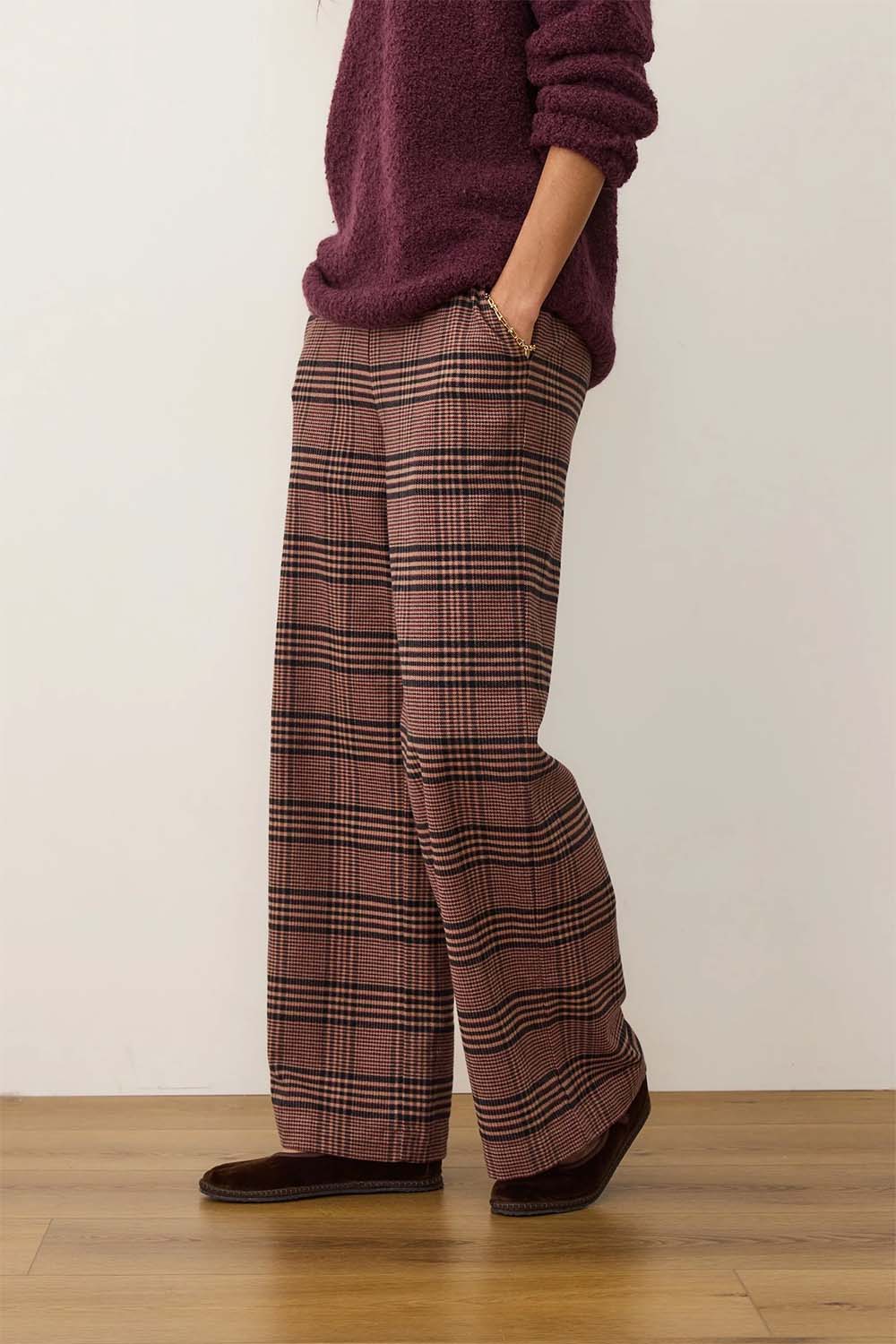 marine layer allison moleskin trouser warm plaid side