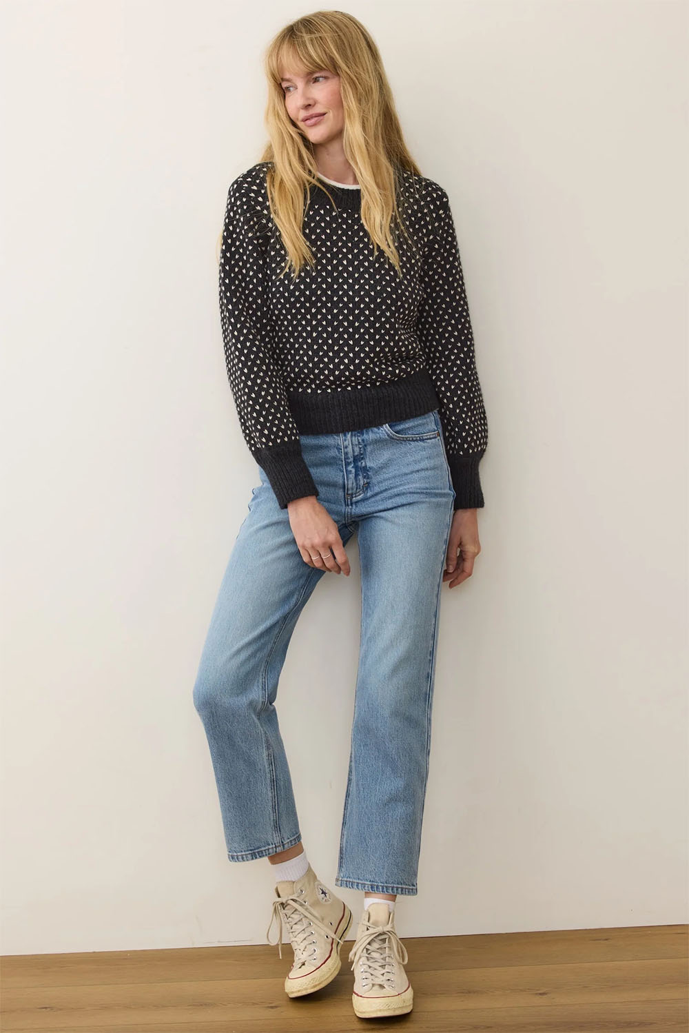 Marine Layer - Alma Puff Sleeve Sweater - Black/White