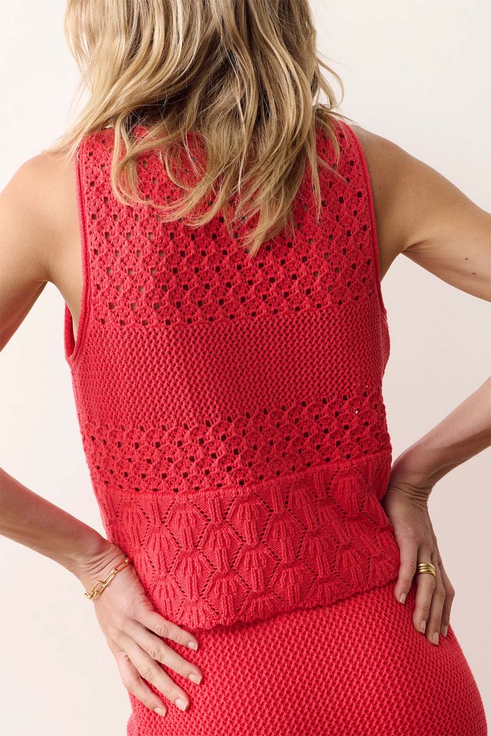 marine layer amanda sweater vest red  back