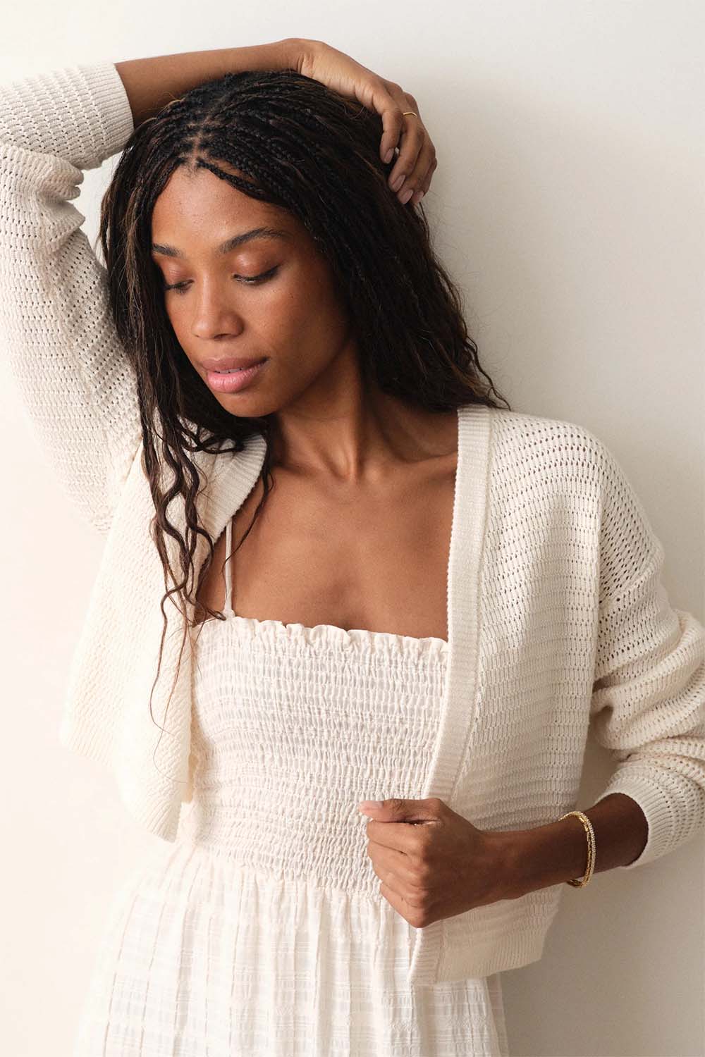 marine layer anacapa cardigan antique white detail