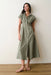 marine layer arden midi shirt dress olive navy stripe