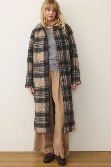 marine layer aspen coat black oat plaid 