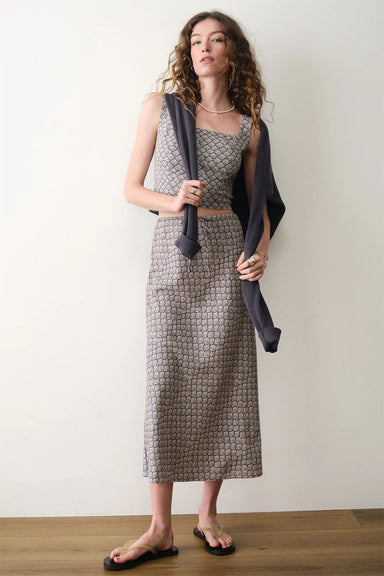 marine layer avery hemp midi skirt navy seashell