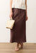 marine layer avery midi linen skirt chocolate front