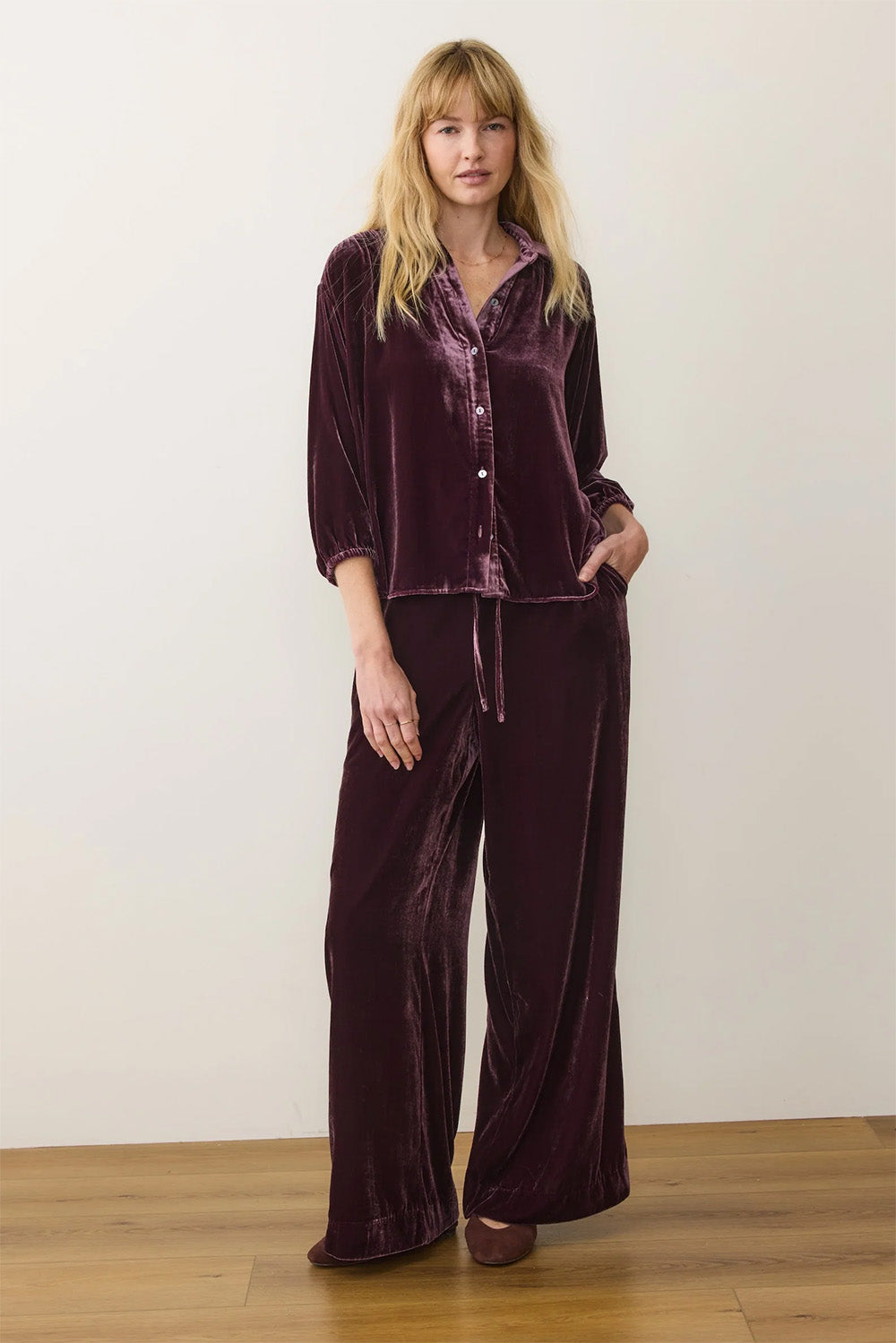Marine Layer - Bella Velvet Oversized Shirt - Fig 
