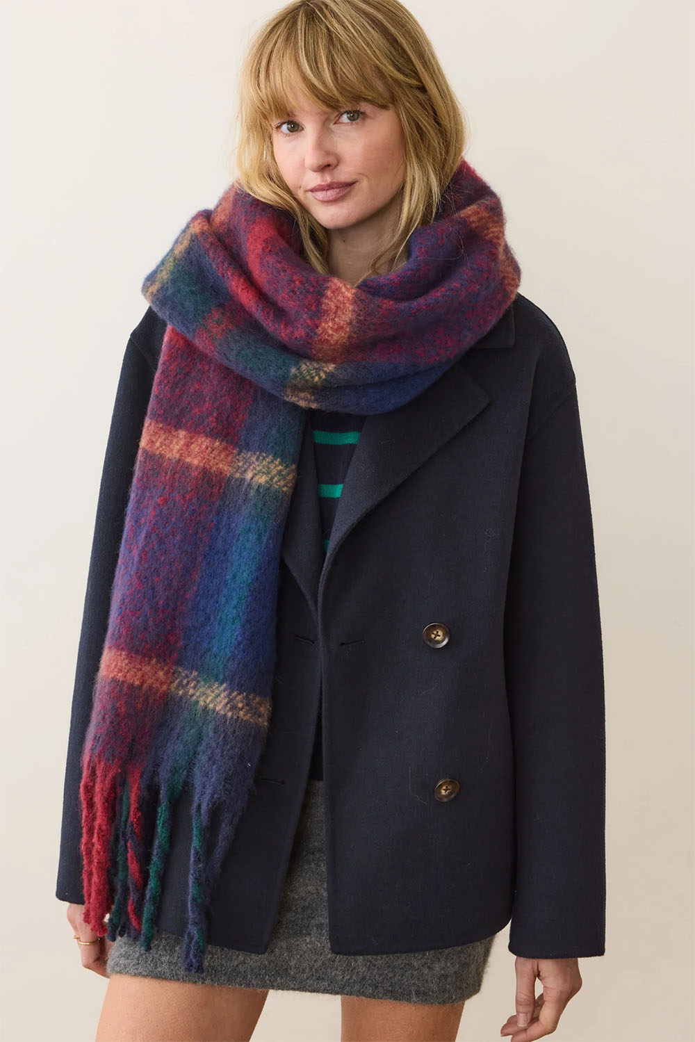 marine layer brushed scarf holiday plaid