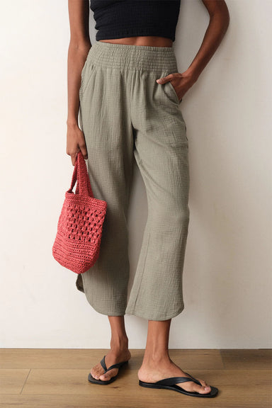 marine layer cali double cloth pant sage front