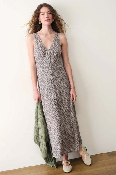 marine layer camila maxi dress navy seashell front