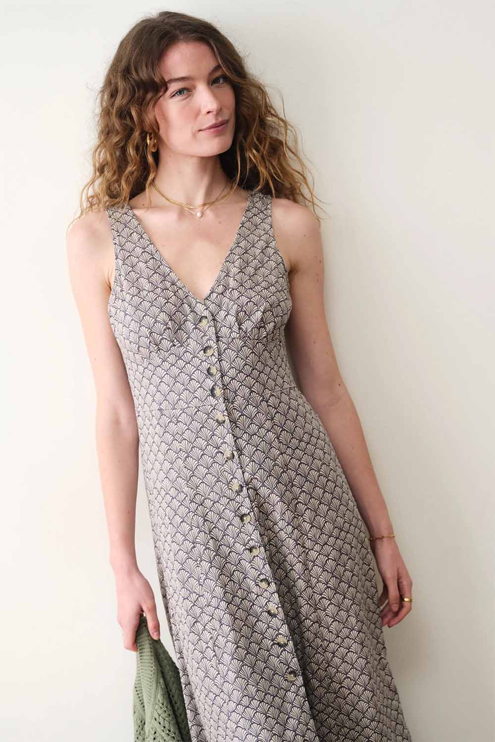 marine layer camila maxi dress navy seashell model