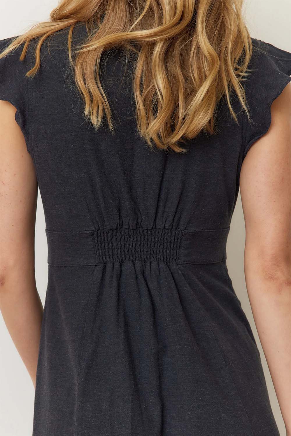 marine layer camila midi dress black back
