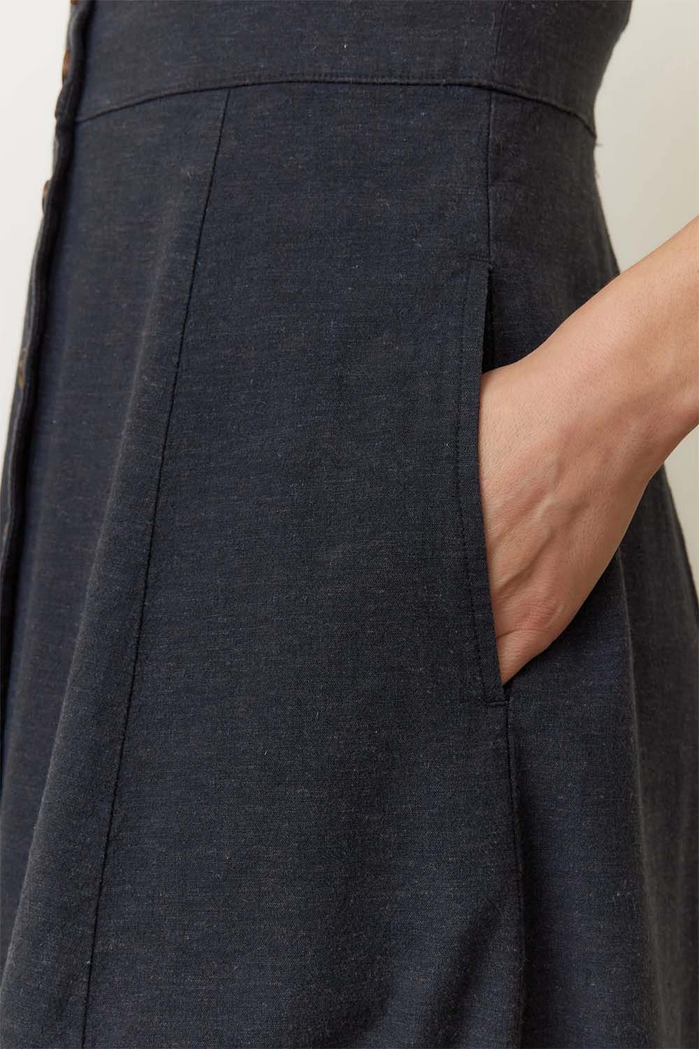 marine layer camila midi dress black pocket
