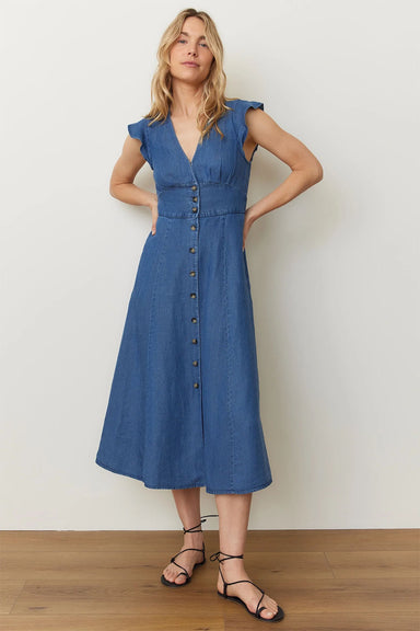 marine layer camila midi dress medium wash profile