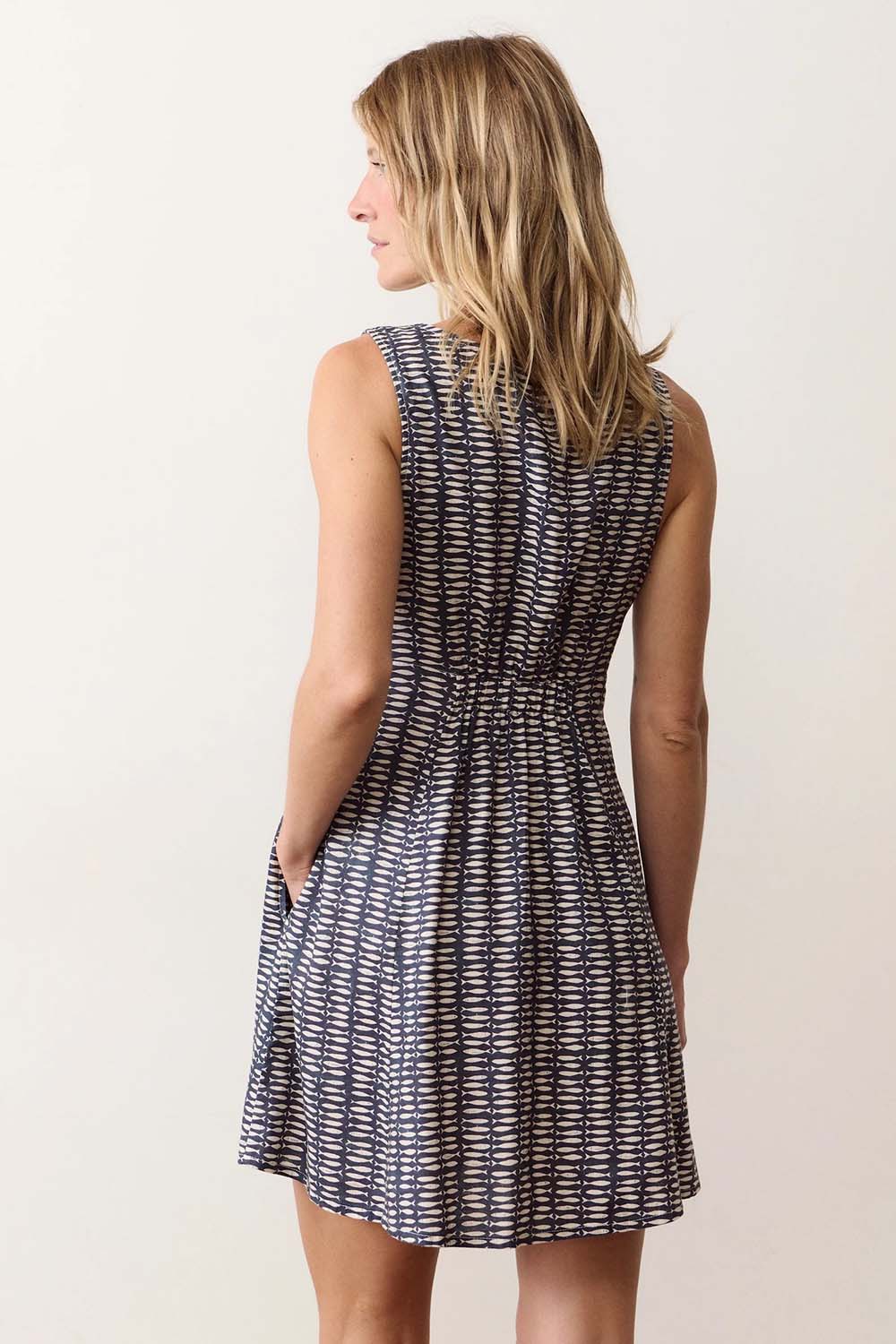 marine layer camila sleeveless mini dress sardina print back