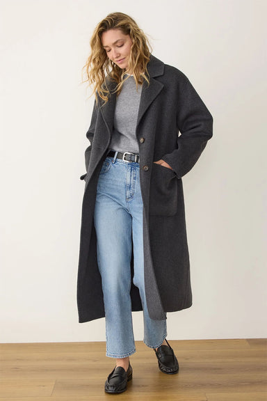 Marine Layer - Colette Oversized Coat - Charcoal Heather - Side