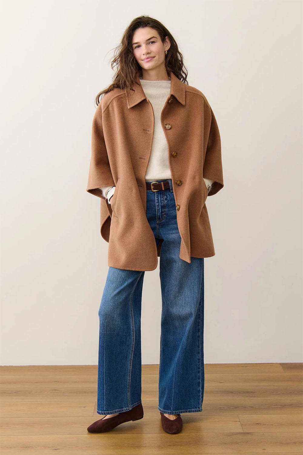 Marine Layer - Colette Wool Drape Coat - Camel 