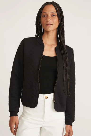 marine layer corbet quilted bomber black front