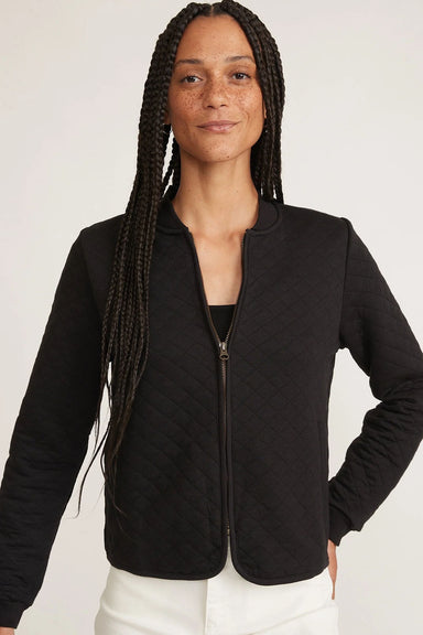 marine layer corbet quilted bomber black zipped