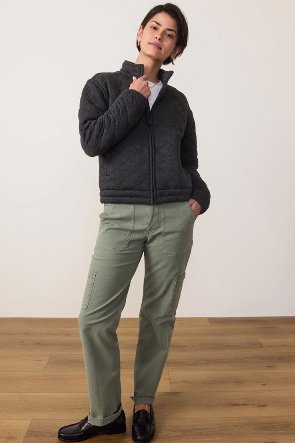marine layer corbet quilted jacket charcoal