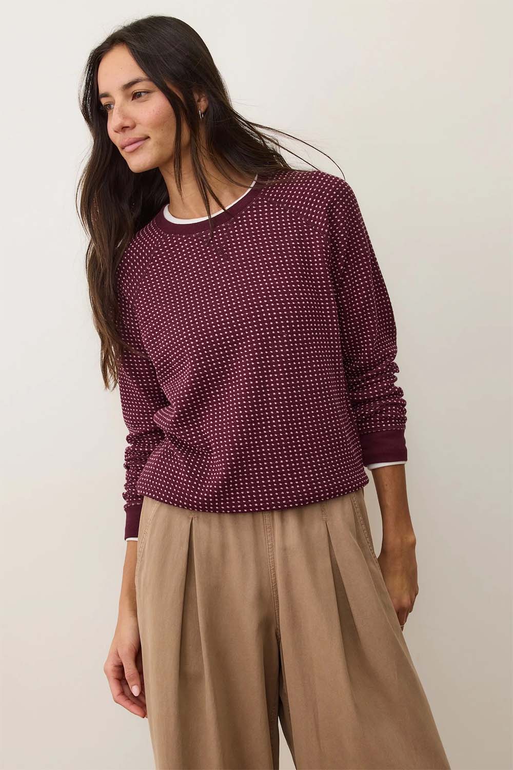 marine layer daisy textured raglan fig front