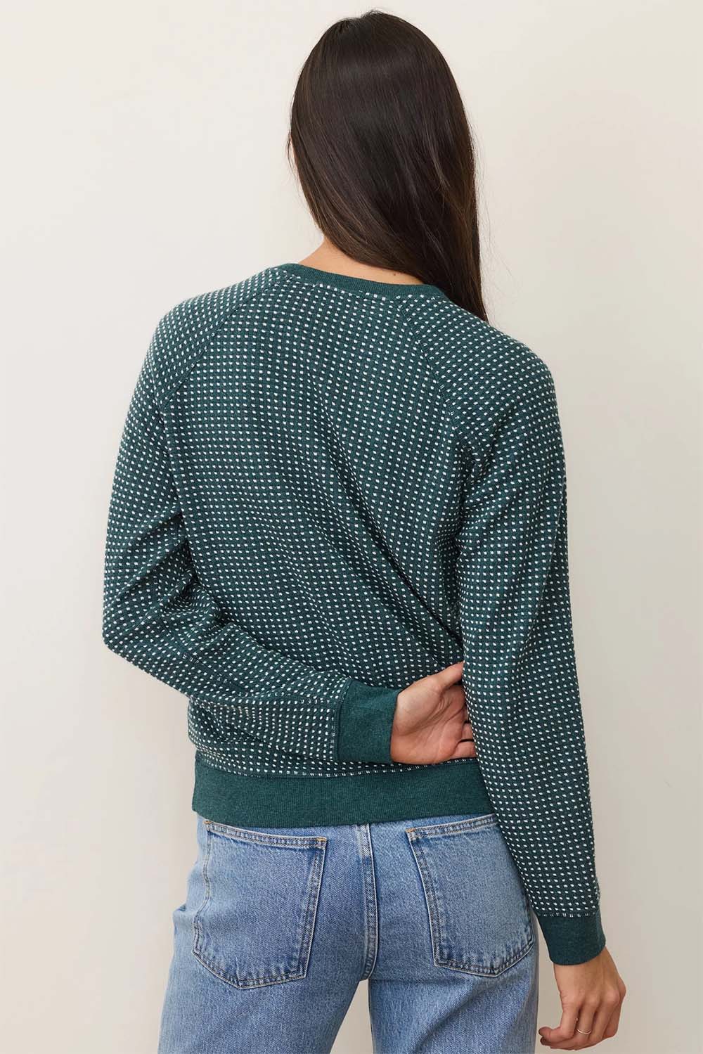 marine layer daisy textured raglan mediterranea back