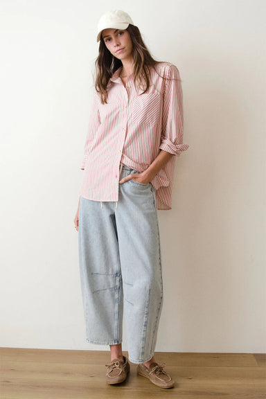 marine layer ella barrel leg pant light wash