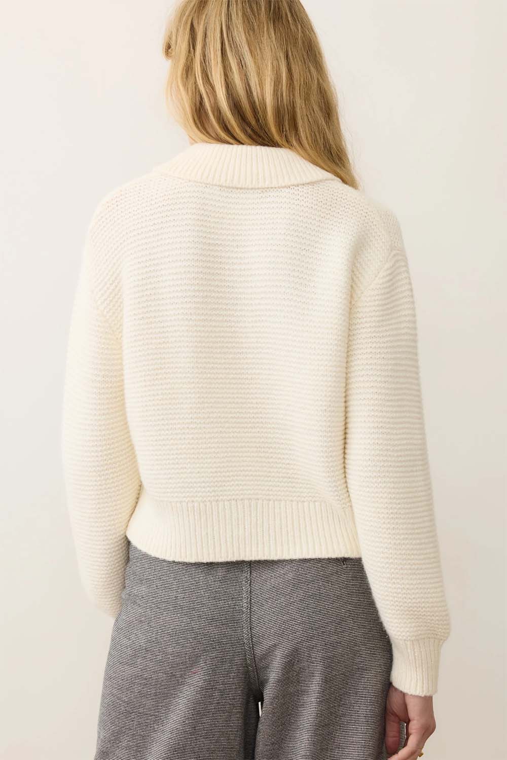 Marine Layer - Everly Knit Sweater Polo - Cream - Back