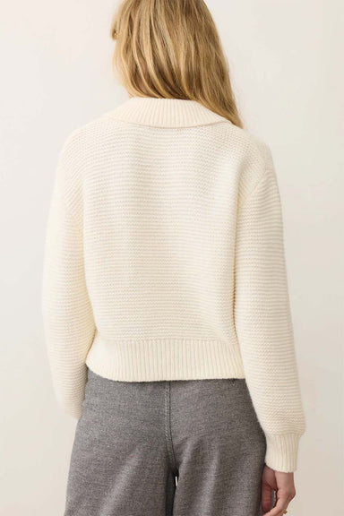 Marine Layer - Everly Knit Sweater Polo - Cream - Back