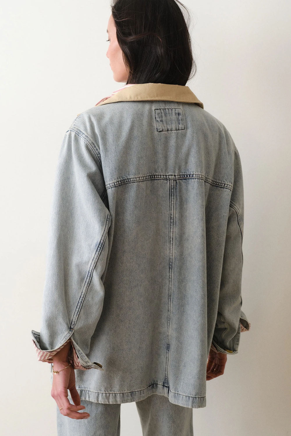 marine layer finley barn jacket light wash back