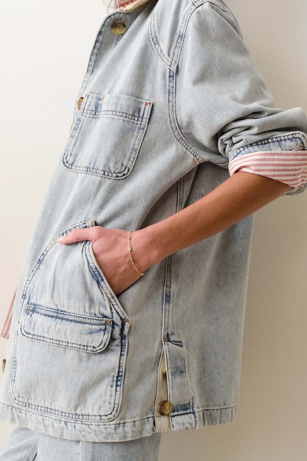 marine layer finley barn jacket light wash side