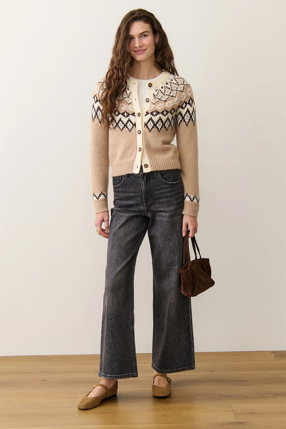 Marine Layer - Fiorella Cardigan - Neutral Fair Isle