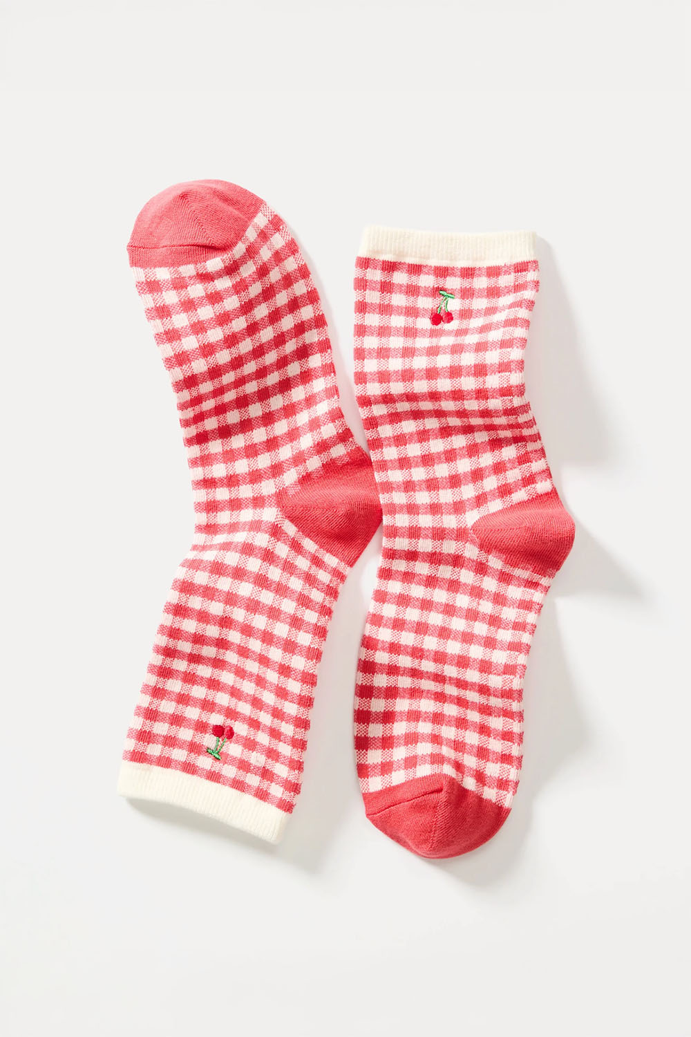 marine layer hi ankle crew sock red gingham