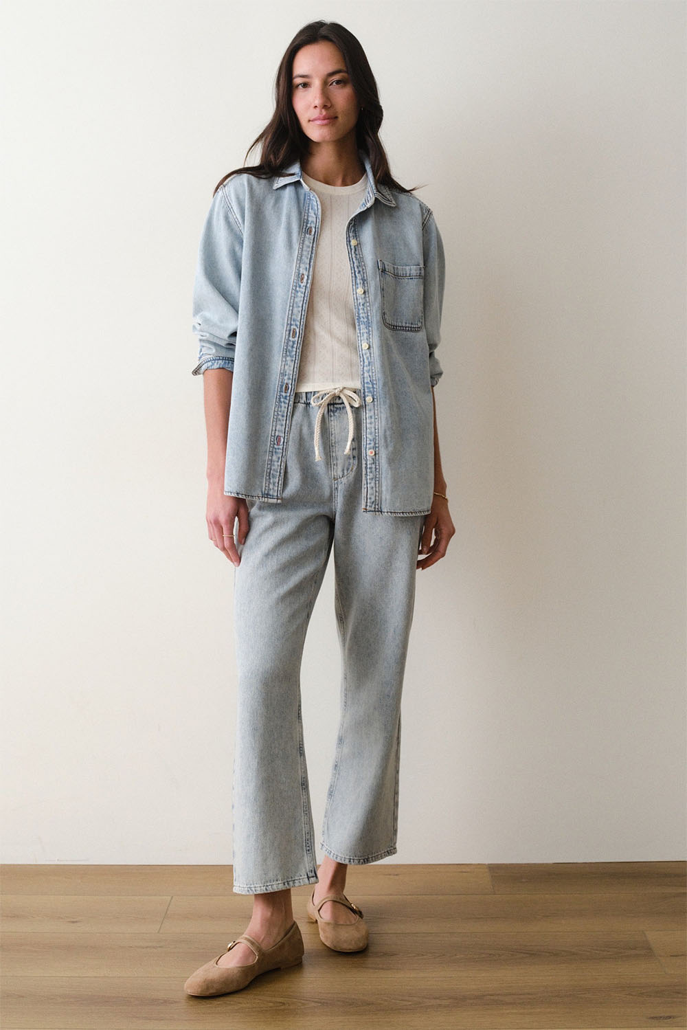 marine layer jane relaxed denim shirt medium wash