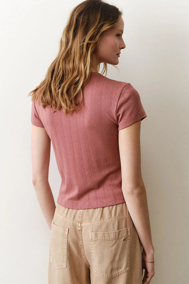 marine layer lexi pointelle crew tee dusk rose back
