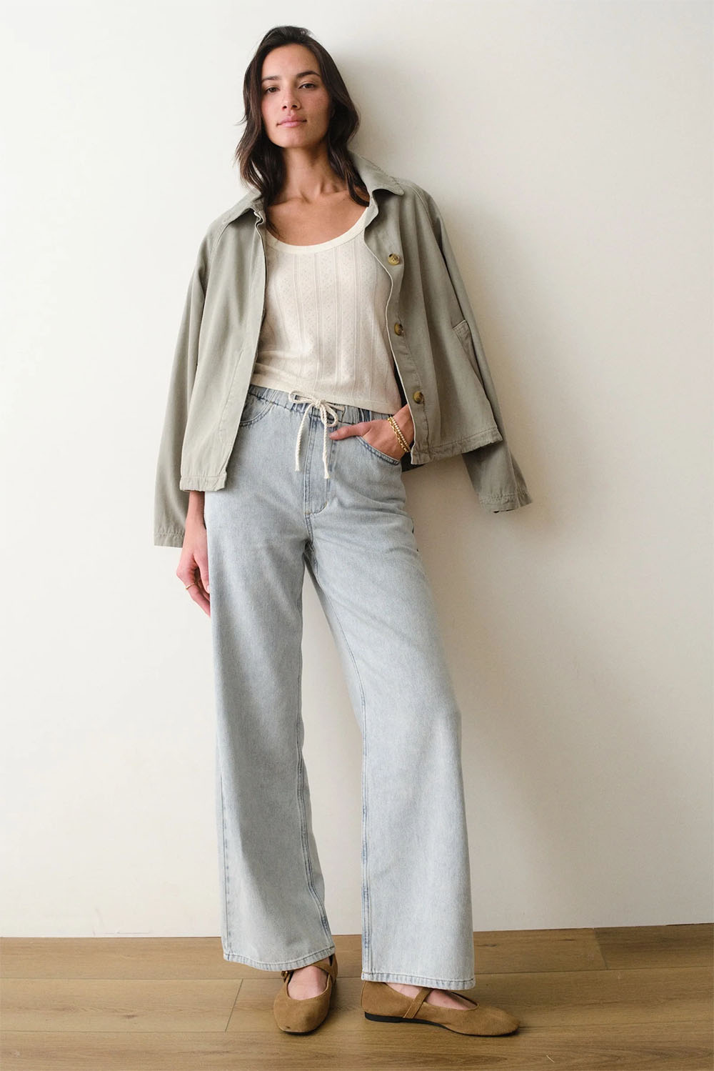 marine layer lexi pointelle scoop tee antique white