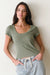 marine layer lexi pointelle scoop tee olive front