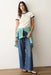marine layer lexi rib ringer tee cream bay blue