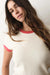 marine layer lexi rib ringer tee cream poppy detail