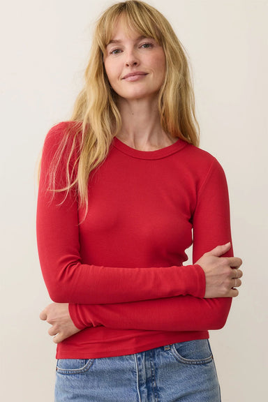 Marine Layer - Lexi Rib Sun-In LS Tee - Cherry Red - Front