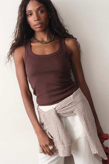marine layer lexi rib sun in tank chocolate front