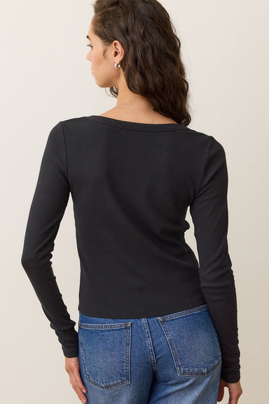 marine layer lexi scoop neck faded black  back