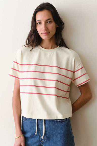 marine layer luxe crew tee red white stripe front