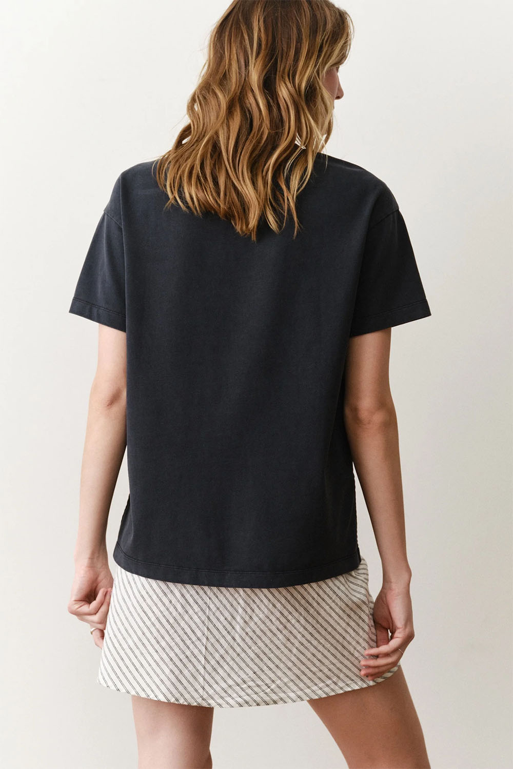 marine layer luxe oversized crew tee black back