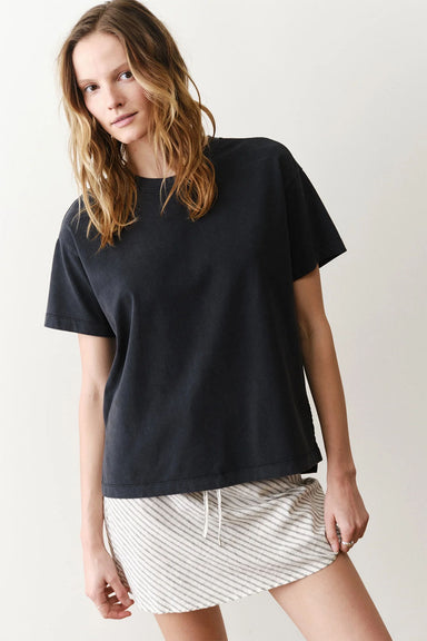 marine layer luxe oversized crew tee black profile
